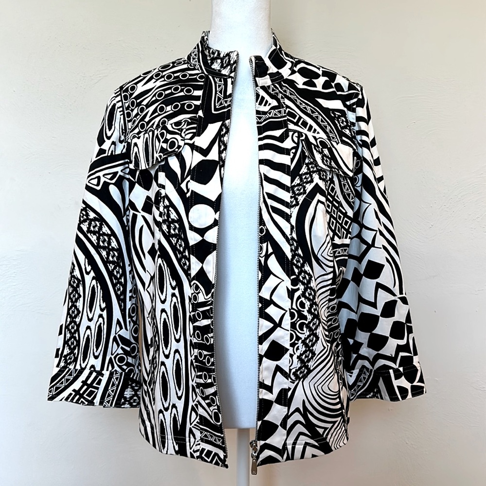 Peter Nygard Black & White Print Jacket | Women’s Size 8 | Excellent Condition